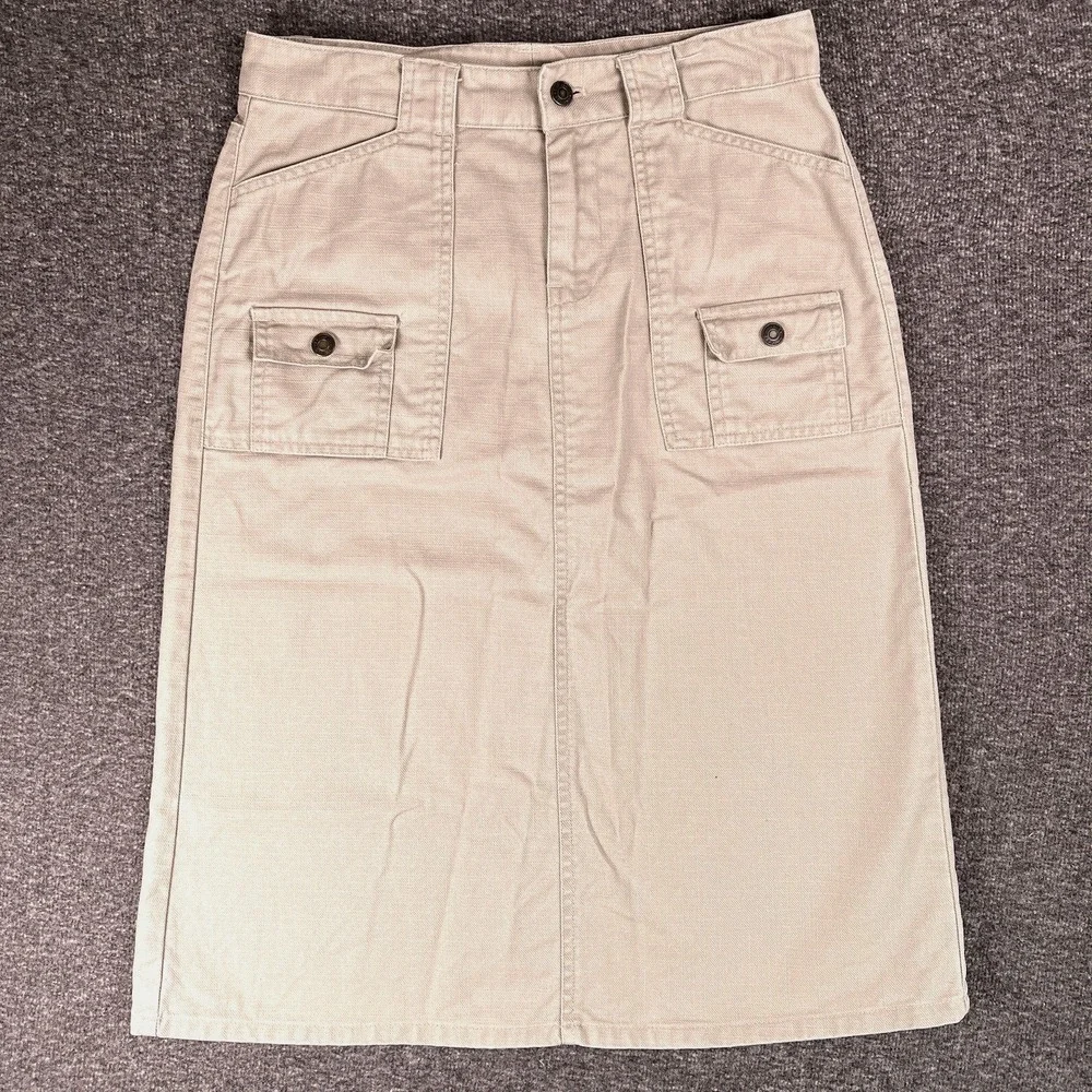 Vintage‎ Y2k GAP Skirts Womens 2 Beige A-Line Khakis Cargo Slitted Denim 28x25.5